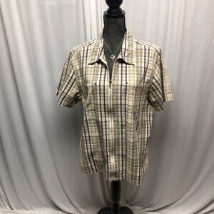 Quizz New York Plaid Shirt Womens Size 18-20  Zipper Front Chest Pockets Cotton